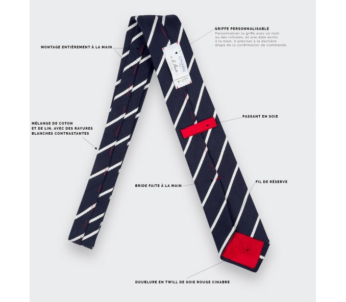 Cinabre Cravate Rayée Bleu