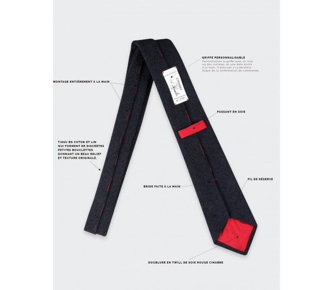 Cinabre Cravate Relief Séléné Marine