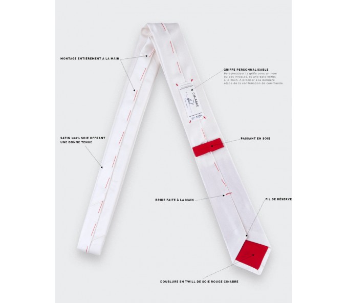 Cinabre Cravate Satin Blanc