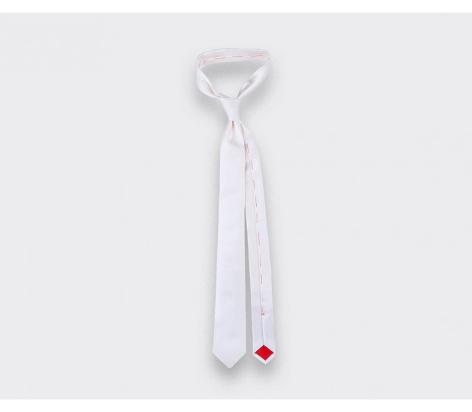 Cinabre Cravate Satin Blanc
