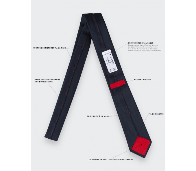 Cinabre Cravate Satin Bleu Marine