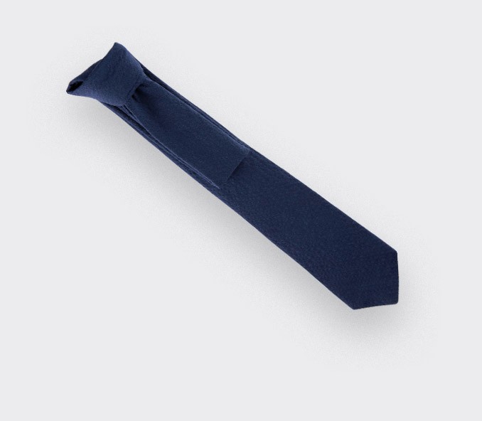 cinabre Cravate Seersucker Bleu Marine