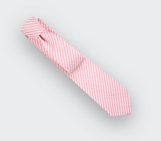 cinabre Cravate Seersucker Rayé Rose