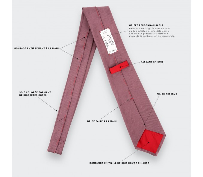 Cinabre Cravate Sergé Vieux Rose