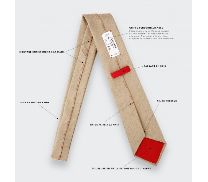 Cinabre Cravate Shantung Beige