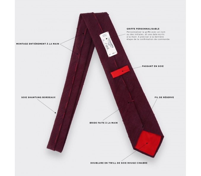 Cinabre Cravate Shantung Bordeaux