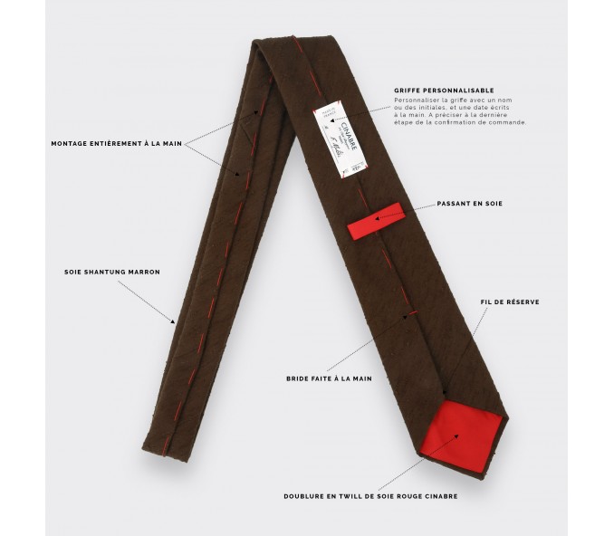 Cinabre Cravate Shantung Marron