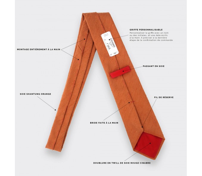 Cinabre Cravate Shantung Orange