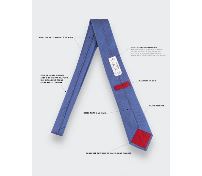 Cinabre Cravate Soie Tissée Bleu Denim