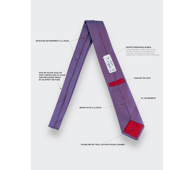 Cinabre Cravate Soie Tissée Fuchsia