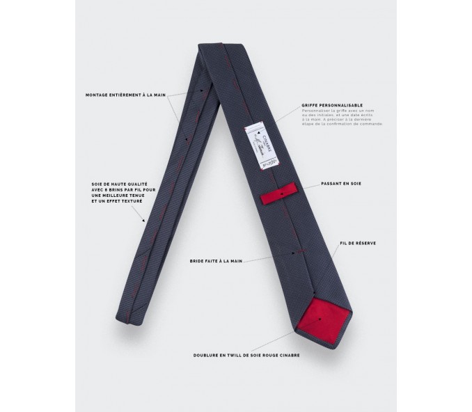 Cinabre Cravate Soie Tissée Gris