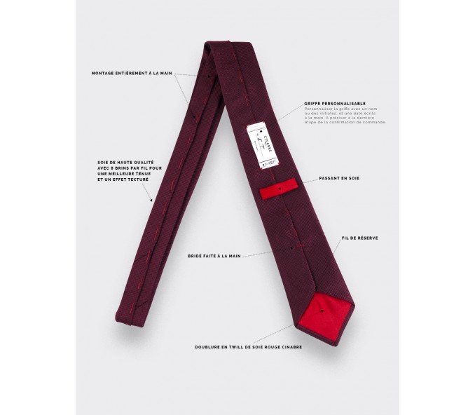 Cinabre Cravate Soie Tissée Lie De Vin