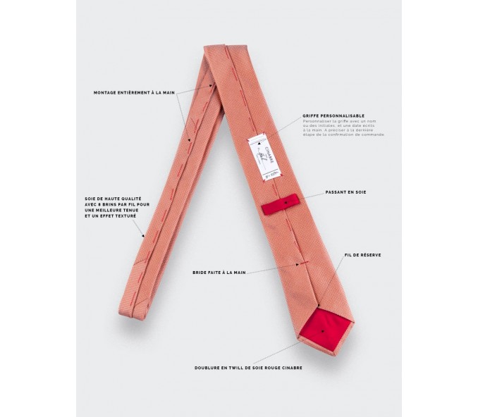 Cinabre Cravate Soie Tissée Orange