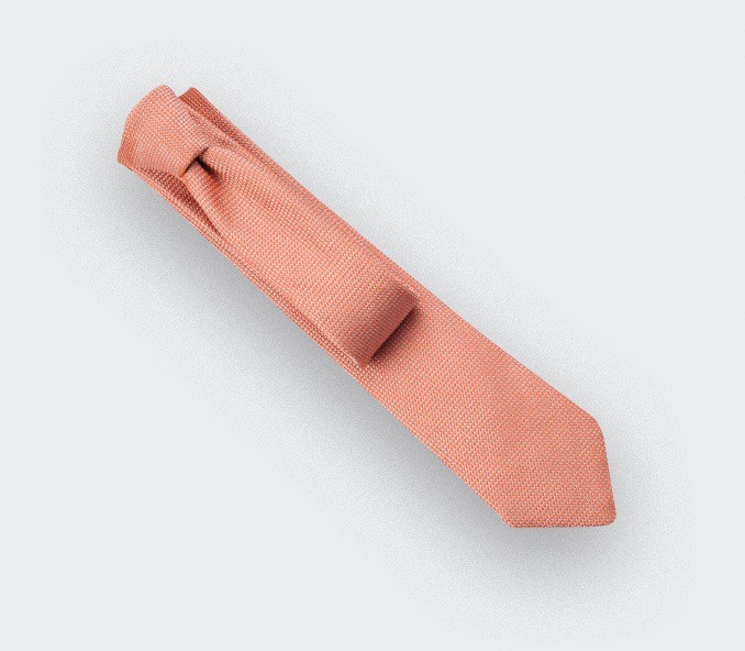Cinabre Cravate Soie Tissée Orange