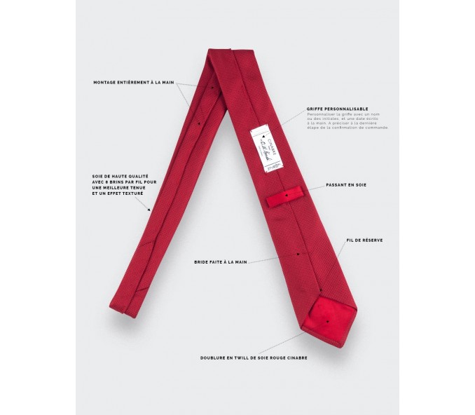 Cinabre Cravate Soie Tissée Rouge