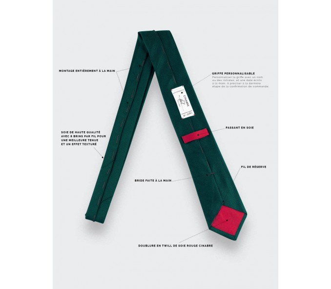 Cinabre Cravate Soie Tissée Vert Émeraude