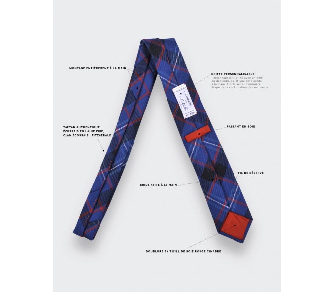 Cinabre Cravate Tartan Bleu Fitzgerald
