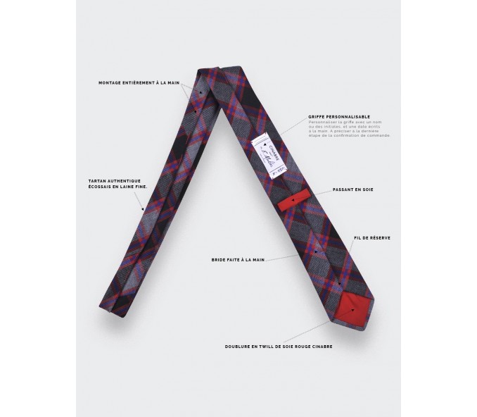 Cinabre Cravate Tartan Gris