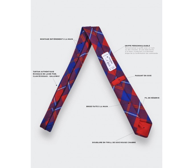 Cinabre Cravate Tartan Rouge Galloway