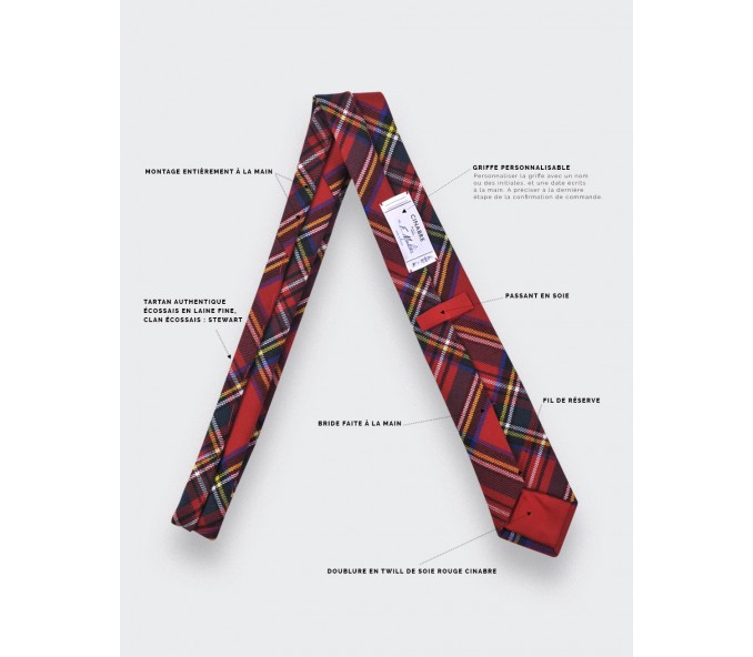 Cinabre Cravate Tartan Rouge Stewart Royal