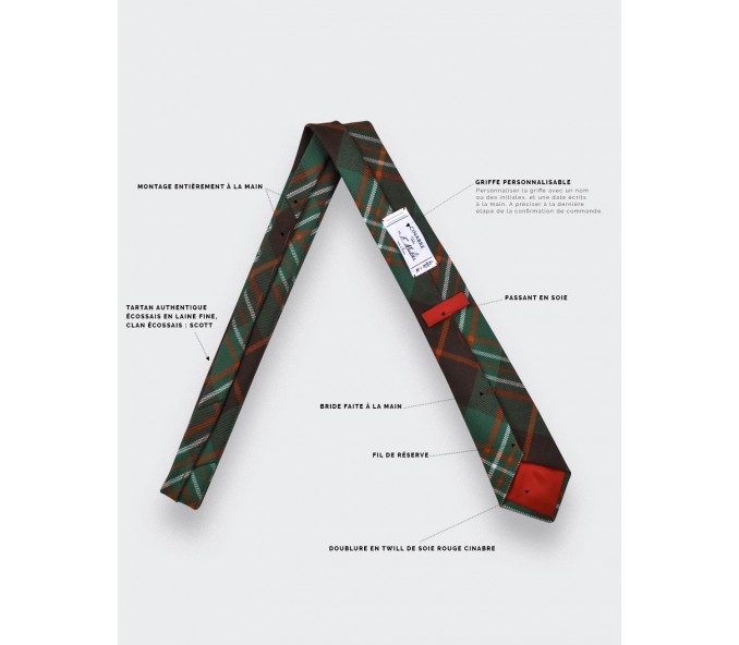 Cinabre Cravate Tartan Vert Scott