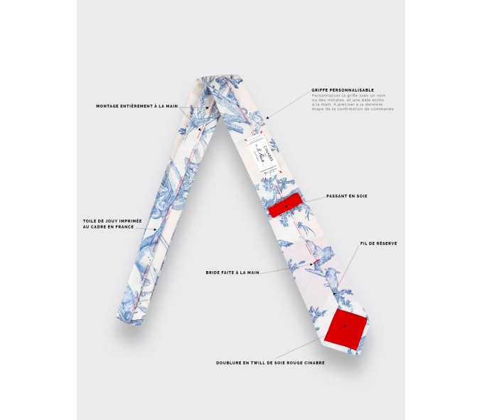 Cinabre Cravate Toile De Jouy Bleu