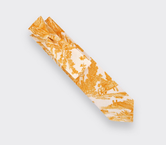 cinabre Cravate Toile de Jouy Jaune