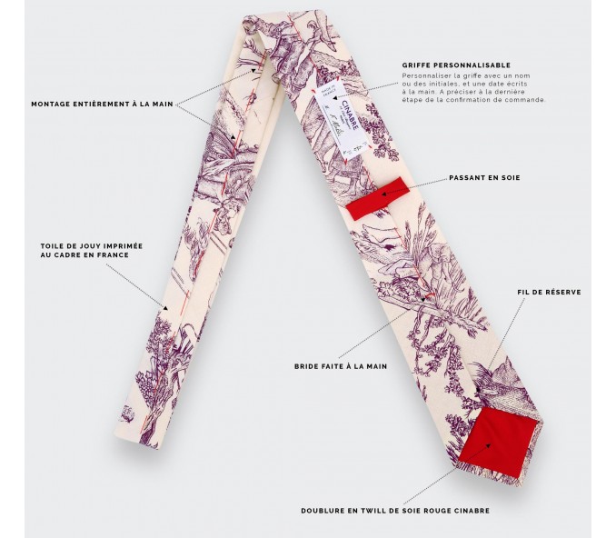 Cinabre Cravate Toile De Jouy Prune