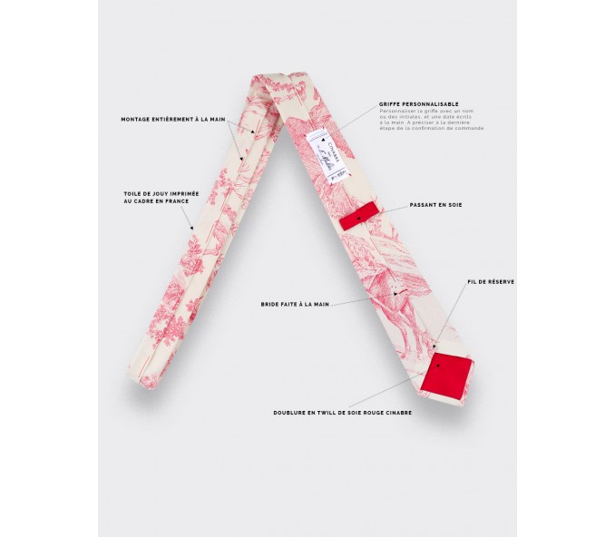 Cinabre Cravate Toile De Jouy Rouge
