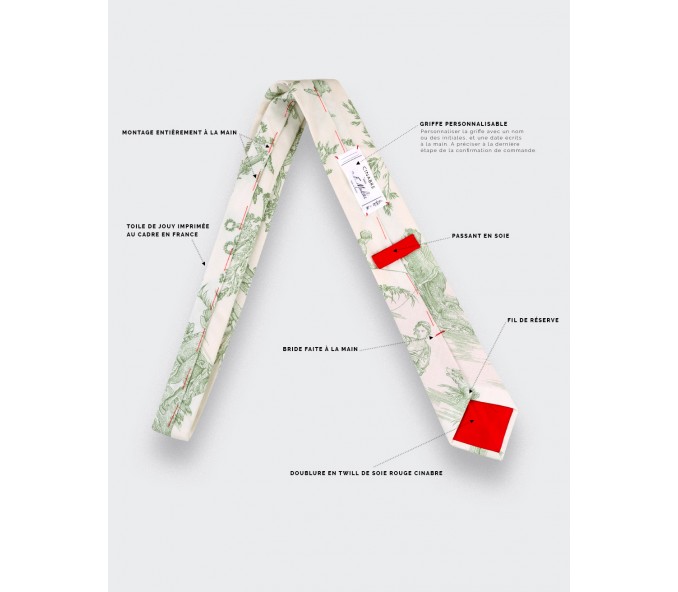 Cinabre Cravate Toile De Jouy Vert Sauge