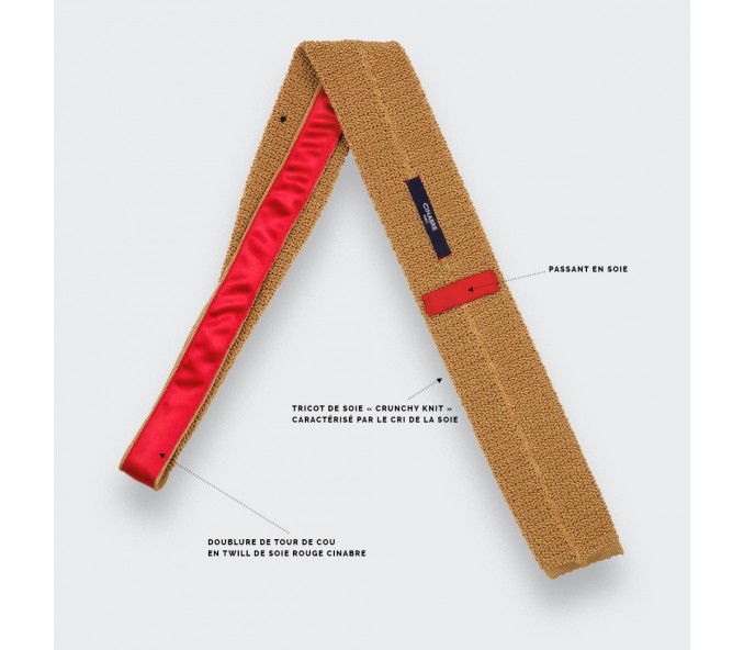 Cinabre Cravate Tricot Moutarde Pois Noir