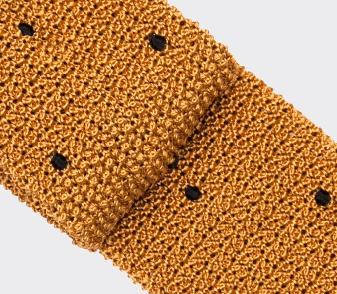 Cinabre Cravate Tricot Moutarde Pois Noir
