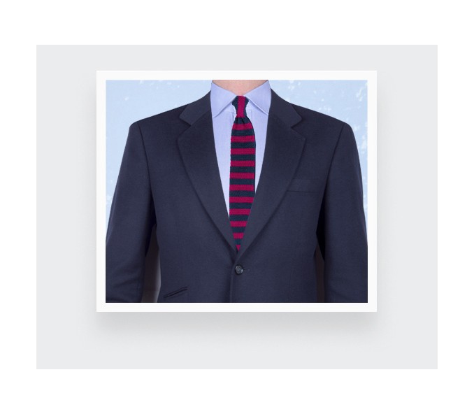 Cinabre Cravate Tricot Rayée Fuchsia Marine