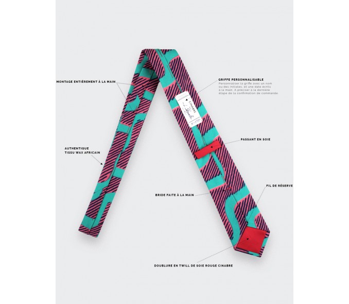 Cinabre Cravate Vagues Turquoises