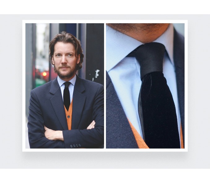 Cinabre Cravate Velours Noir