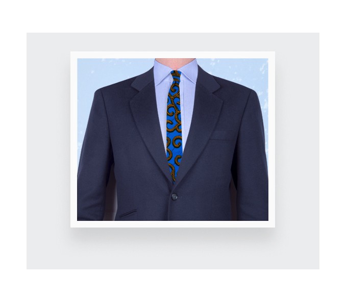 Cinabre Cravate Wax Bleu Jaune