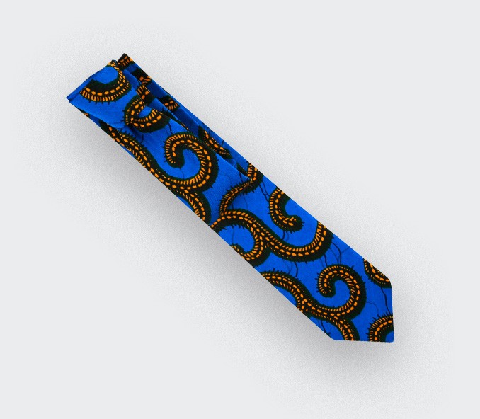 cinabre Cravate Wax bleu jaune