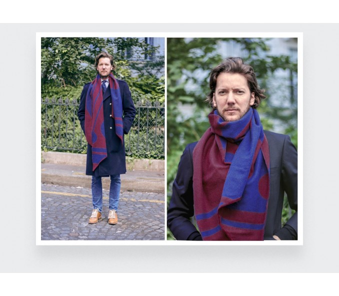 Cinabre Écharpe Bordeaux Bleu