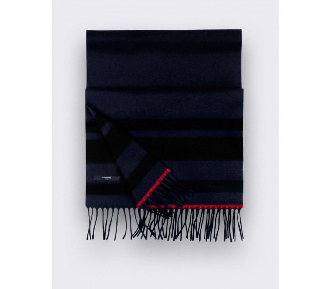 Cinabre Echarpe Cachemire Recyclé Marine Noir