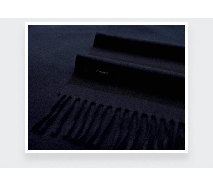 Cinabre Echarpe Cachemire Recyclé Marine Noir