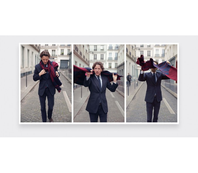 Cinabre Écharpe Marine Bordeaux