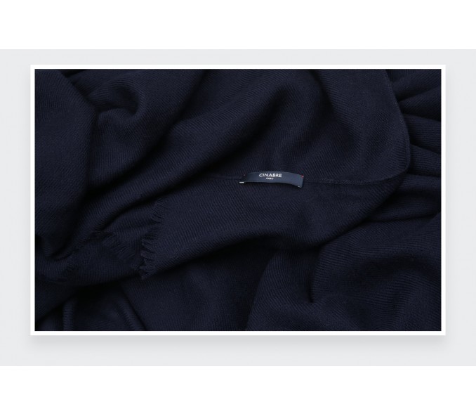 Cinabre Étole Géante Cachemire Bleu Marine