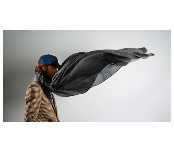 Cinabre Étole Géante Cachemire Gris