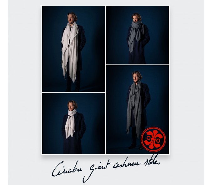 Cinabre Étole Géante Cachemire Gris Clair