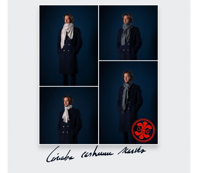 Cinabre Foulard Cachemire Bleu Marine