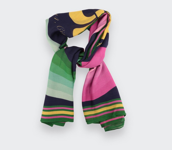 Cinabre Foulard Cité Bergère Marine Rose