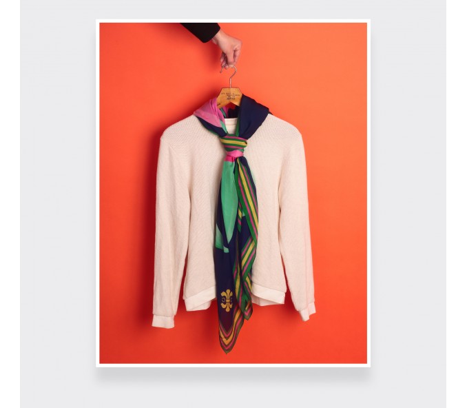 Cinabre Foulard Cité Bergère Marine Rose