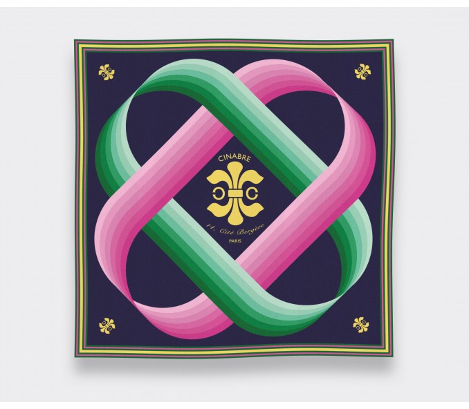 Cinabre Foulard Cité Bergère Marine Rose