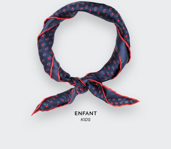 cinabre Foulard Enfant Grand Pan Marine Rouge