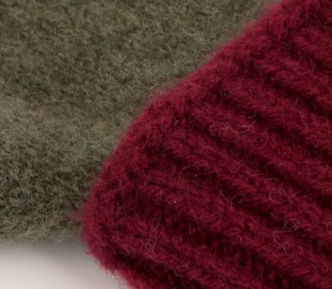 Cinabre Gants Cachemire Recyclé Kaki Bordeaux